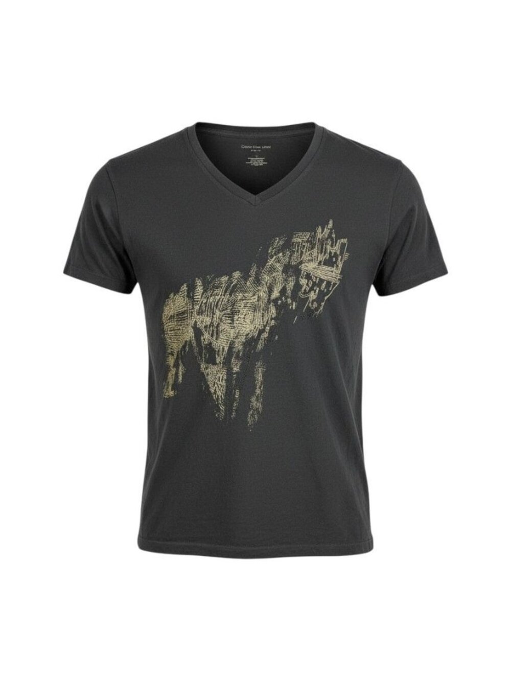 Calvin Klein Jeans Juniors Black V-Neck T-Shirt Gold Horse Graphic XL